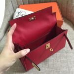 Rouge Vif Epsom Fake Hermes Kelly Pochette Red Bold Clutch - Image 5