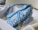 Dior Saddle Bag Fake in Cornflower Blue Dior Oblique Embroidery - Image 8