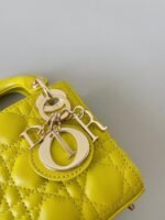 Dior Lady Dior Micro Bag Fake in Yellow Cannage Lambskin - Image 4