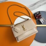 Fake Saint Laurent Sunset Medium Chain Bag Beige Crocodile-embossed Leather - Image 5