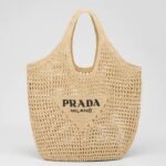Prada Large Tote Bag Knockoff in Beige Woven Raffia