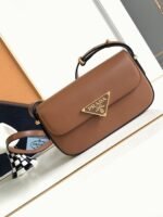 Prada Shoulder Bag Knockoff in Cognac Smooth Calfskin - Image 9