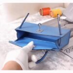 Celeste Epsom Replica Hermes Kelly 20cm Soft Blue Purse - Image 3