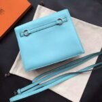 Celeste Swift Leather Fake Hermes Kelly Danse Light Blue Purse - Image 5