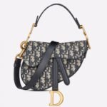 Dior Mini Saddle Bag Fake with Strap in Blue Oblique Jacquard