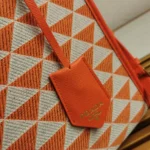 Prada Symbole Small Bag Fake in Orange/White Jacquard Fabric - Image 2
