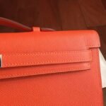 Orange Epsom Knockoff Hermes Kelly Cut Clutch Bold Handbag - Image 3