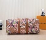 Louis Vuitton Keepall Bandouliere 50 Travel Bag In Brown With Floral Pattern - Image 3