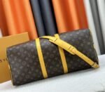 Louis Vuitton Monogram Macassar Canvas Keepall Bandouliere 50 In Safran Yellow - Image 5