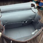 Blue lin fake designer Hermes Jypsiere 34cm handbag - Image 5