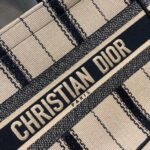 Dior Medium Book Tote Bag Fake in Black and Beige Bayadère Embroidered - Image 2