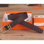 Luxury fake Hermes chocolate-colored Cape Cod 32 reversible belt - Image 3