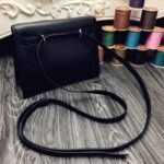 Black Swift Leather Replica Hermes Kelly Danse Versatile Handbag - Image 8