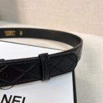 Chanel Gold Chain & Black Quilted Leather CC Belt - Image 2