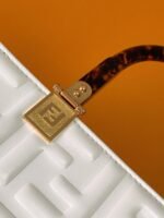 Top Quality Fake Fendi Sunshine Medium Tote Bag In White FF Calfskin - Image 6