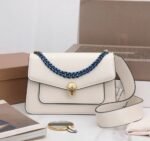 Fake Bvlgari Serpenti Forever Medium Crossbody Bag with Chain White - Image 5