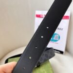 WIDE LEATHER BELT WITH DOUBLE G BUCKLE - Image 3