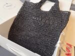 Prada Large Tote Bag Fake in Black Woven Raffia - Image 3
