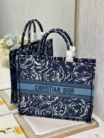 Dior Large Book Tote Bag Replica in Blue Dior Roses Embroidery - Image 9