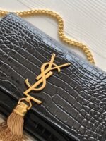 Replica Saint Laurent Kate Small Tassel Bag Black Crocodile-embossed Leather - Image 7
