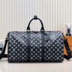 LV Monogram Shadow Keepall Bandouliere 50 In Black