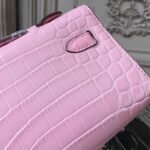 Pink Crocodile Replica Hermes Kelly Cut Clutch Feminine Tote - Image 5