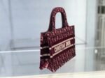 Dior Mini Book Tote Bag Replica in Bordeaux Velvet Oblique Embroidered - Image 7