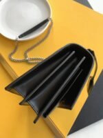 Knockoff Saint Laurent Sunset Medium Chain Bag Noir Calfskin - Image 6