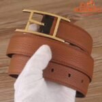 1:1 replica Hermes Quentin reversible belt in brown tone - Image 4
