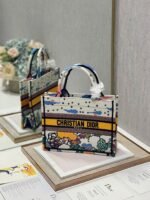 Dior Large Book Tote Bag Faux in White Pixel Zodiac Embroidery - Image 4