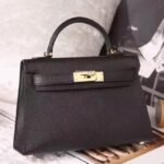 Black Epsom Knockoff Hermes Kelly 20cm Classic Handbag