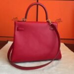 Red Epsom Replica Hermes Kelly 32cm Sellier Classic Bag - Image 8
