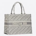 Dior Medium Book Tote Bag Faux in Grey Dior Oblique Embroidery