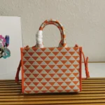 Prada Symbole Small Bag Fake in Orange/White Jacquard Fabric - Image 3