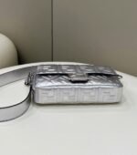 Top Quality Fendi Medium Baguette Bag In Silver FF - Image 9