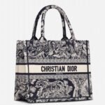 Dior Small Book Tote Bag Knockoff in Blue Toile de Jouy Reverse Embroidery