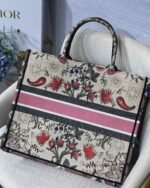 Dior Large Book Tote Bag Fake in Multicolor Dior Flowers Embroidery - Image 5