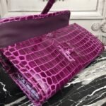 Fuchsia Crocodile Leather Knockoff Hermes Jige Elan 29 Bold Clutch - Image 4
