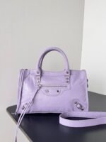 Knockoff Balenciaga Le City Small Bag Lilas Arena Lambskin - Image 8