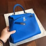 Blue Clemence Replica Hermes Kelly 25cm Chic Tote - Image 7