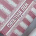 Dior Lady D-Lite Medium Bag Replica in Pink D-Stripes Embroidery - Image 8