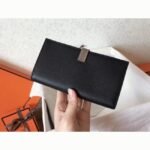 Black Taupe Fake Hermes Bearn Wallet - Image 6