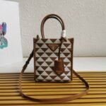 Prada Symbole Micro Bag Replica in White/Brown Jacquard Fabric - Image 6