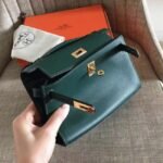 Malachite Epsom AAA Replica Hermes Kelly Pochette Green Toned Purse - Image 8