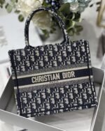Dior Small Book Tote Bag Replica in Blue Dior Oblique Embroidery - Image 8