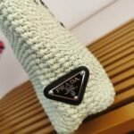 Prada Small Crochet Tote Bag Replica in Aqua Raffia-effect Yarn - Image 7