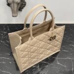 Dior Medium Book Tote Bag Fake with Strap in Beige - Image 3