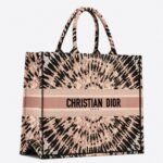 Dior Large Book Tote Bag Replica in Multicolor Tie Embroidery