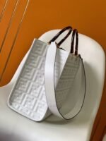 Top Quality Fake Fendi Sunshine Medium Tote Bag In White FF Calfskin - Image 5