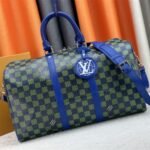 Louis Vuitton Damier Heritage Canvas Keepall Bandouliere 45 In Blue Green
